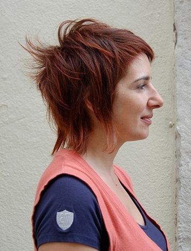 bok fryzury krótkiej, kasztanowe włosy cieniowane, uczesanie damskie zdjęcie numer 157
